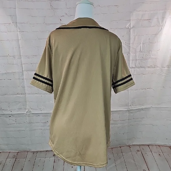4/$20 Women's Tan Button-Up Baseball Jersey - Picture 4 of 4